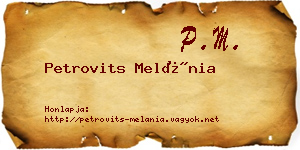 Petrovits Melánia névjegykártya